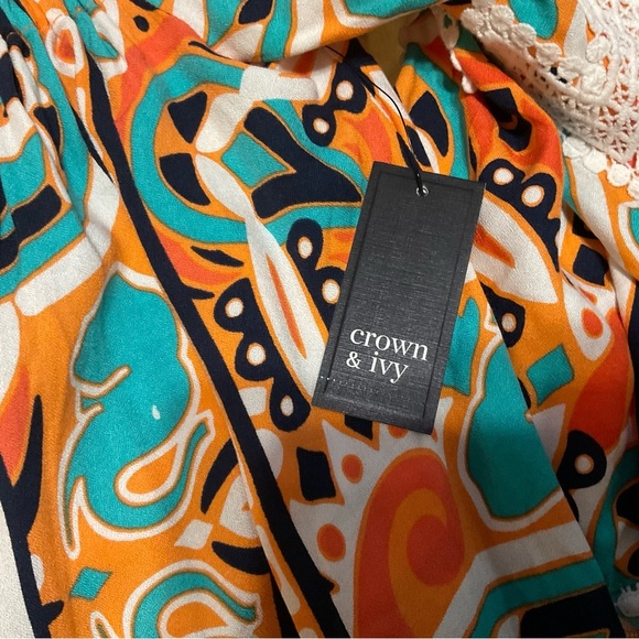 Crown & Ivy Off-Shoulder Boho Print Dress Size XS - Picture 10 of 10